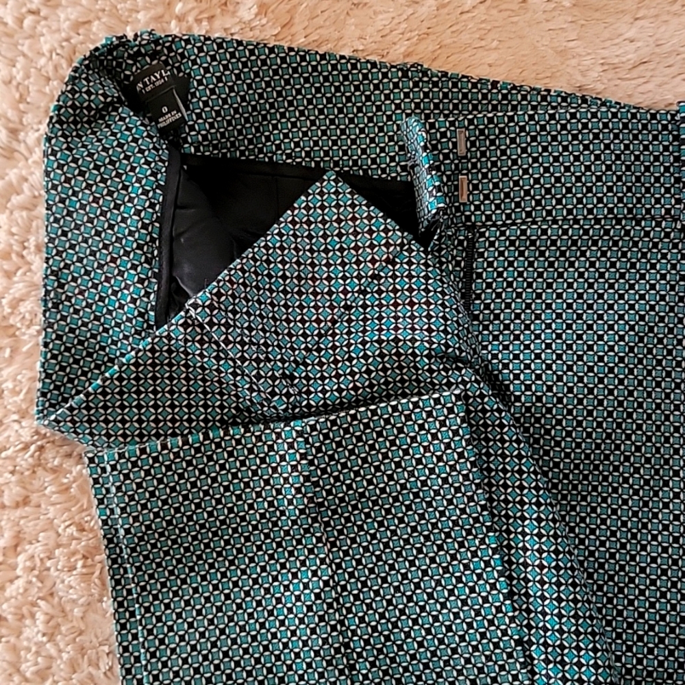 Tahari ASL Teal Patterned Women's Dress Pants